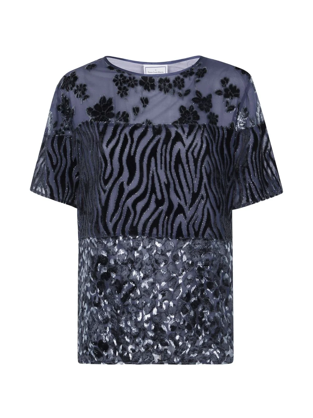 patchwork-pattern devoré T-shirt - 1
