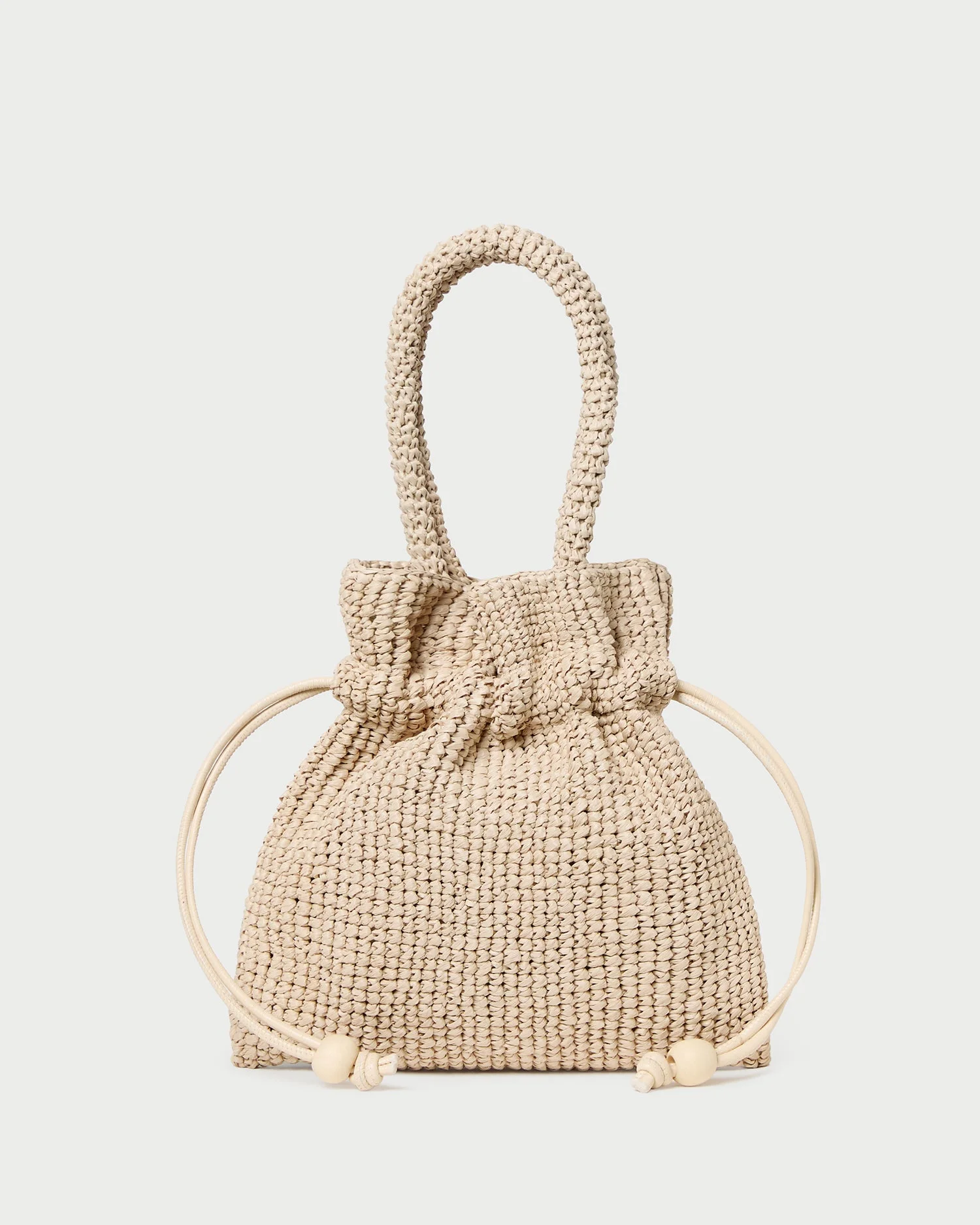 Kylie Natural Raffia Drawstring Pouch - 1