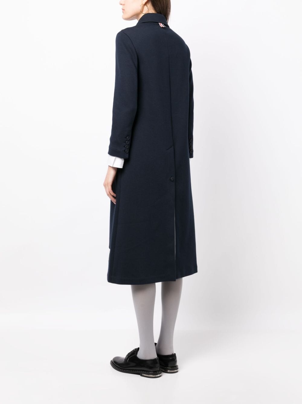 logo-patch single-breasted coat - 4