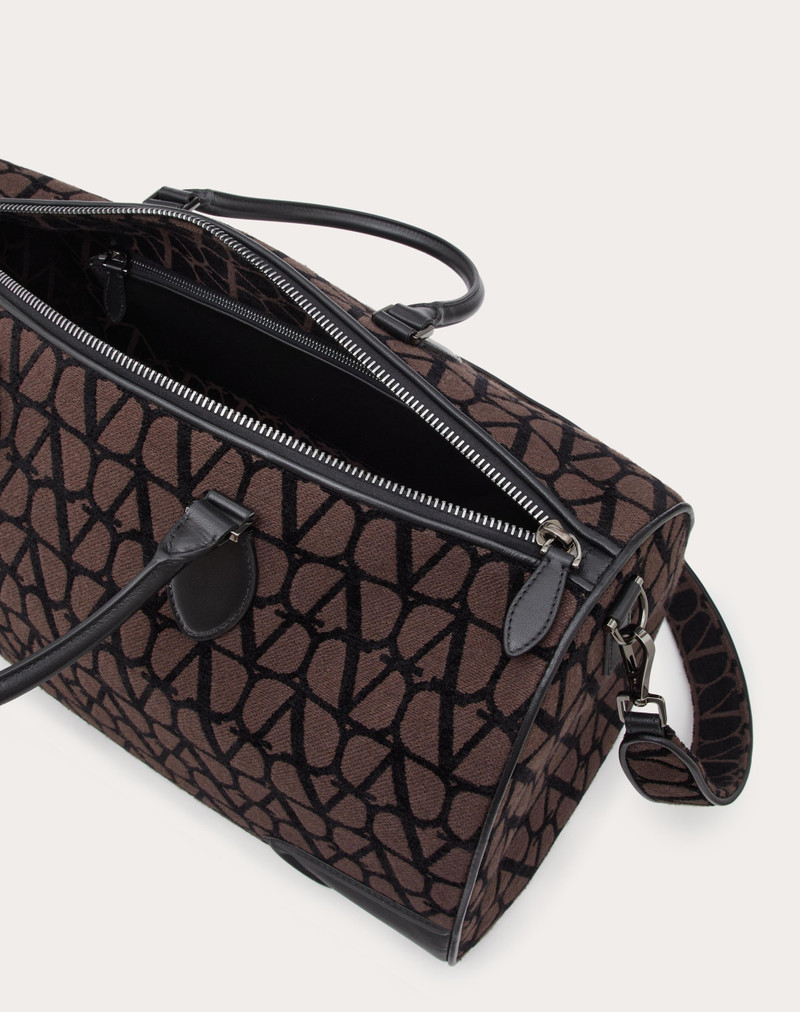 Valentino TOILE ICONOGRAPHE DUFFLE BAG WITH LEATHER DETAILING outlook