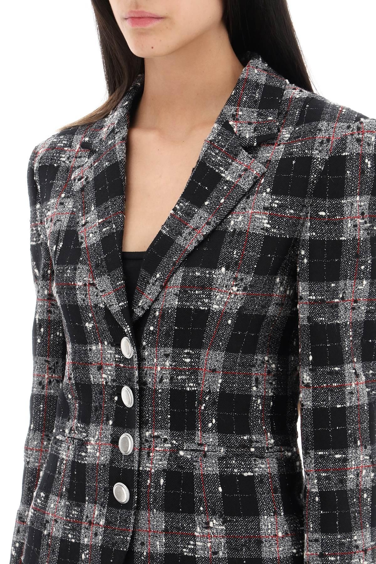 Alessandra Rich Single Breasted Jacket In Boucle' Fabric With Check Motif - 5