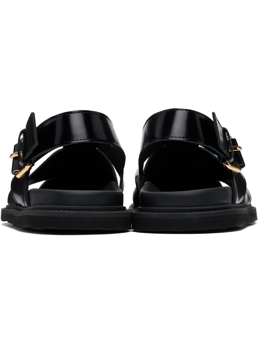 Black Brushed Calf Leather Sporty Sandals - 2