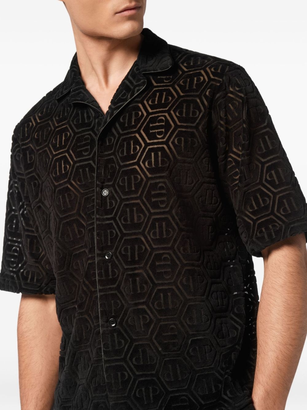 hexagon-patterned short-sleeve shirt - 5