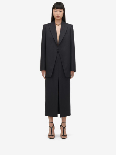 Alexander McQueen Women's Pinstripe Pencil Skirt in Grey outlook