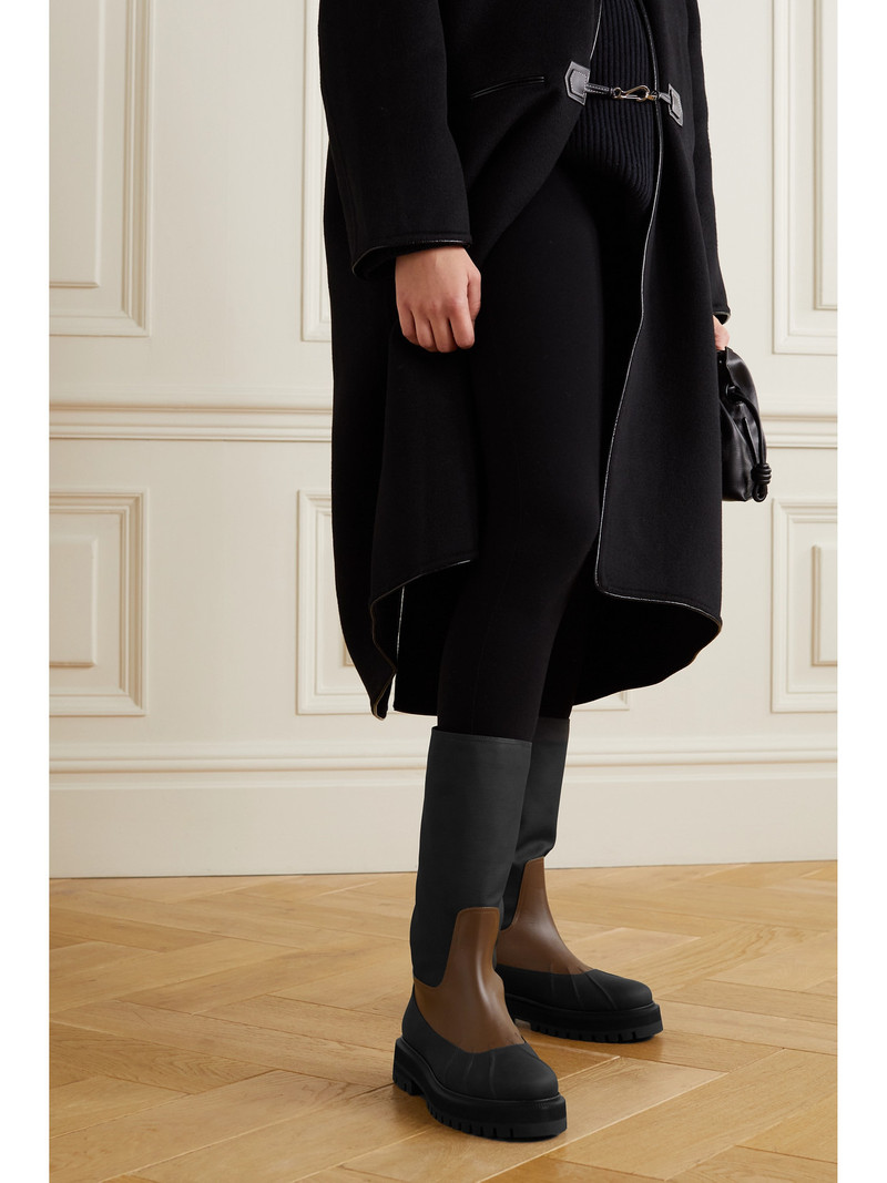 Loro Piana Regent Fishing Leather And Coated-canvas Rain Boots outlook