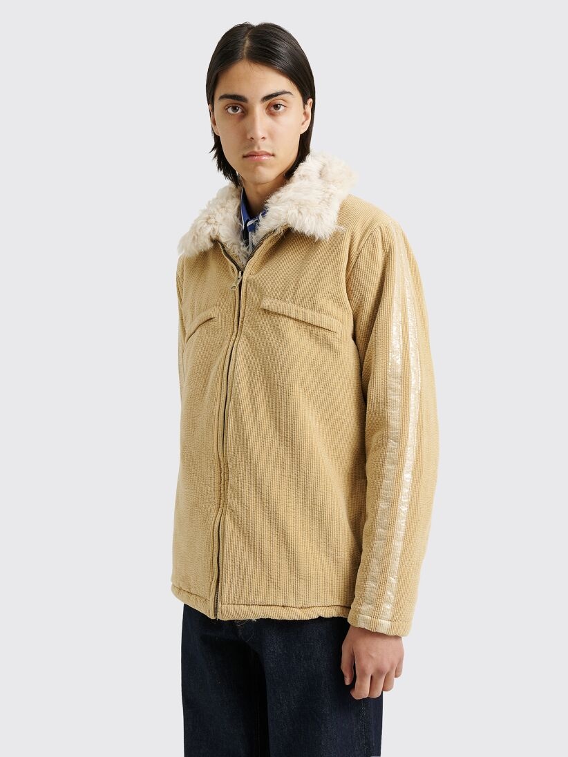 ERL CORDUROY JACKET FUR COLLAR WOVEN BEIGE - 2