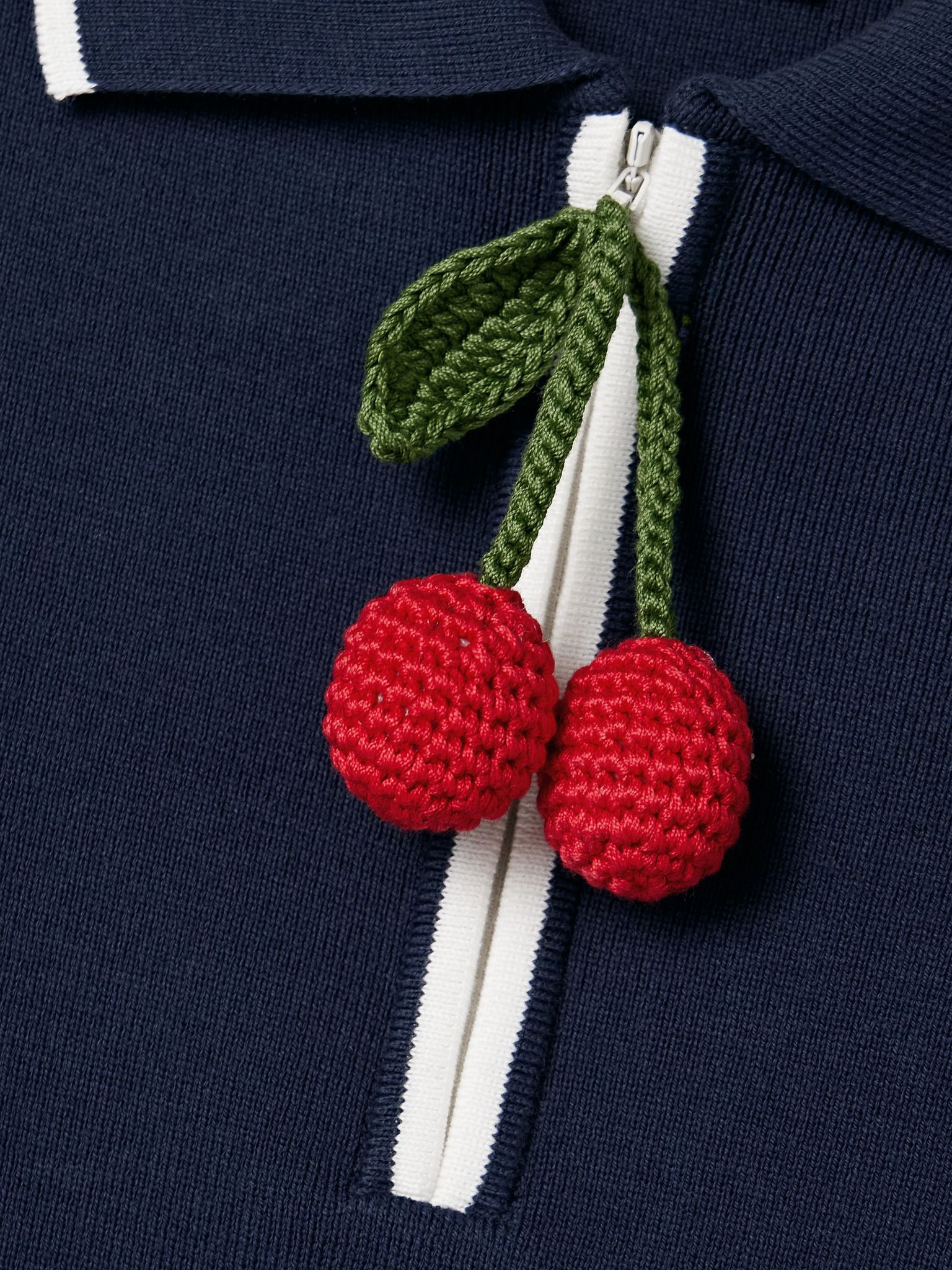 Embellished ribbed cotton polo shirt Navy - 6