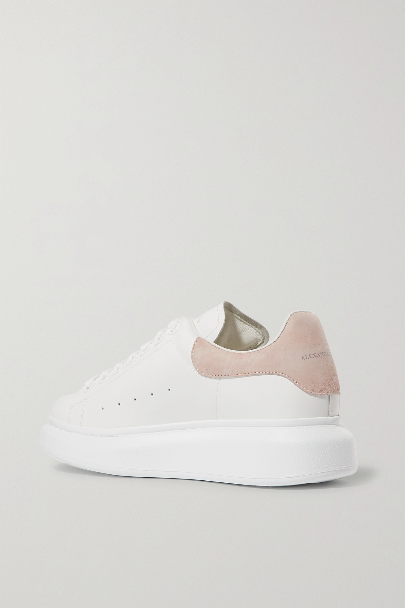 Suede-trimmed leather exaggerated-sole sneakers - 3