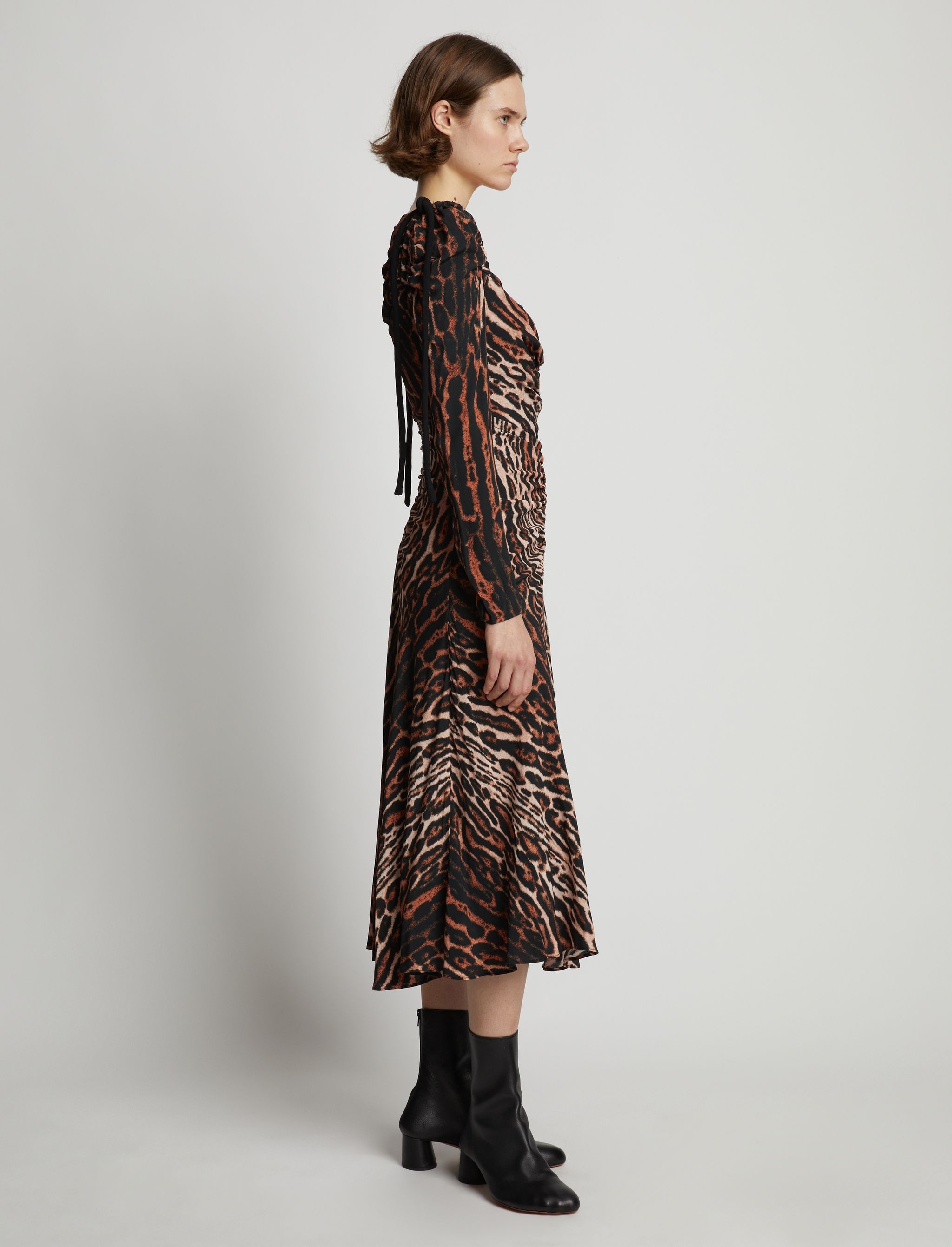 Leopard Crepe De Chine Cinched Dress - 3