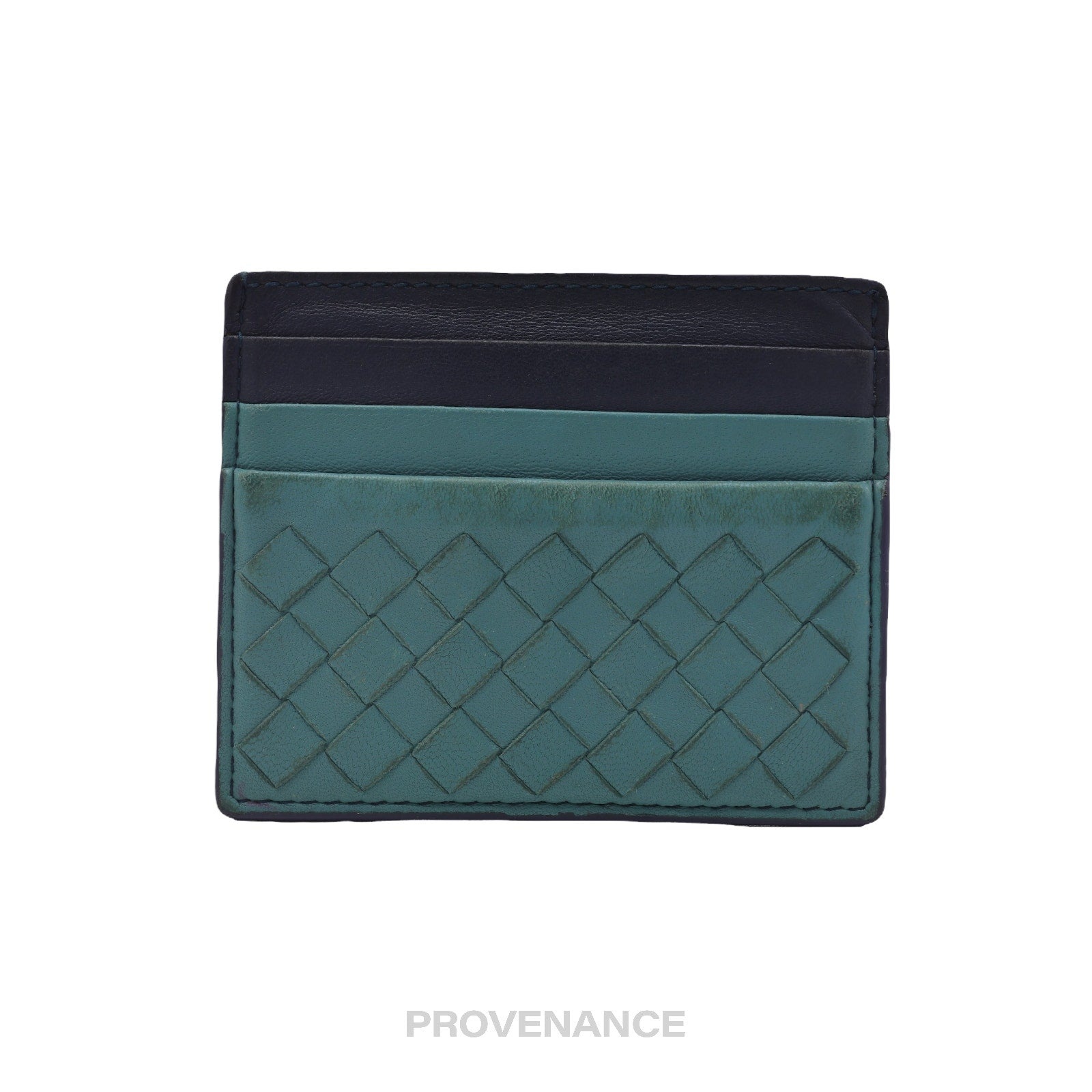 Bottega Veneta Card Holder Wallet - Blue Intrecciato - 2