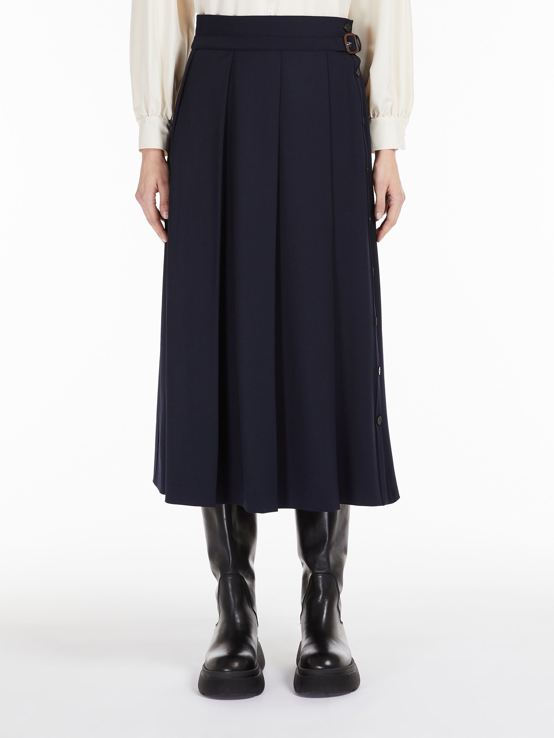 OSIRIDE Technical wool gabardine skirt - 3