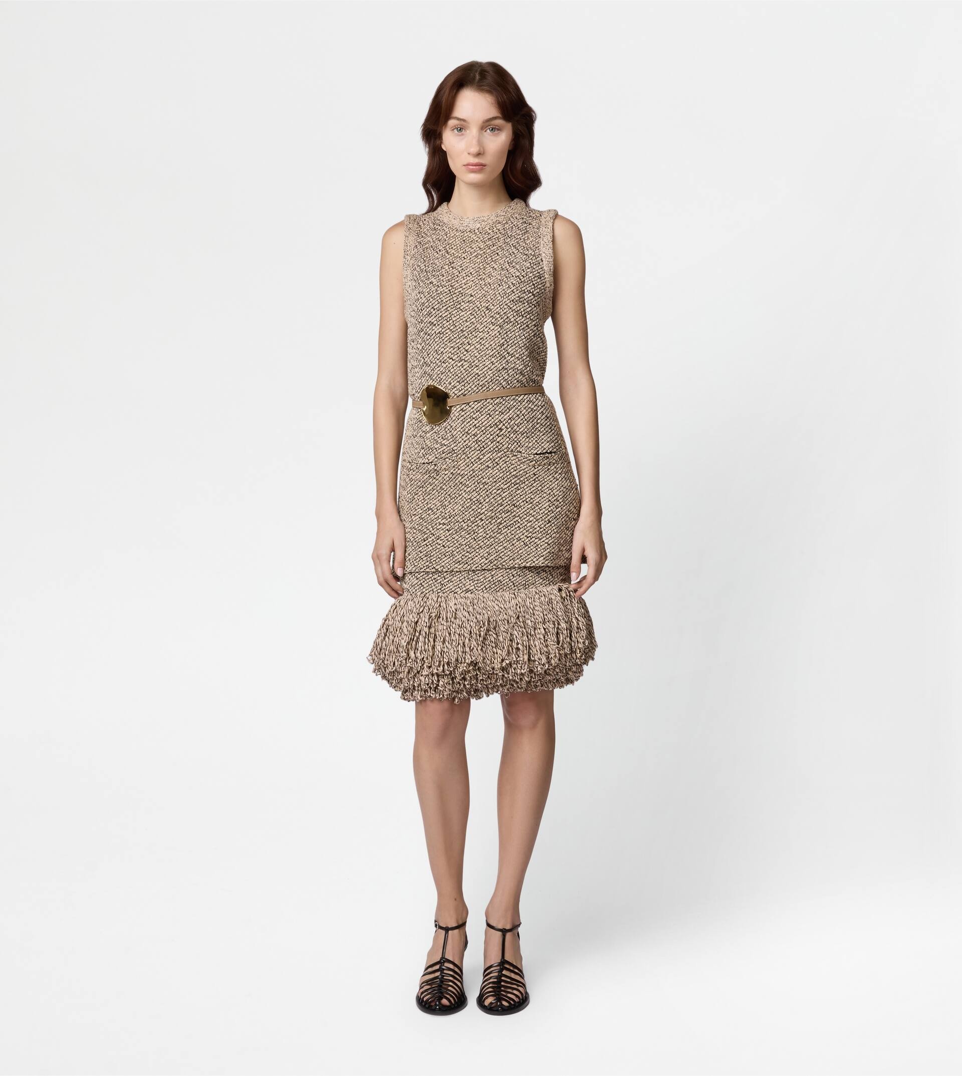 TOP IN MOULINÉ KNIT - BEIGE, BLACK - 2