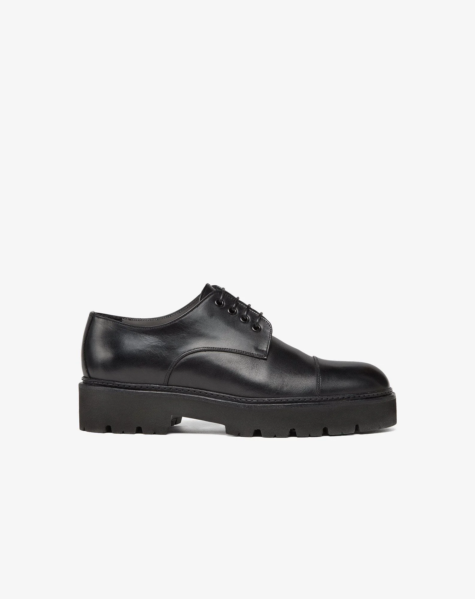 Black leather derby shoes with rubber sole - 1