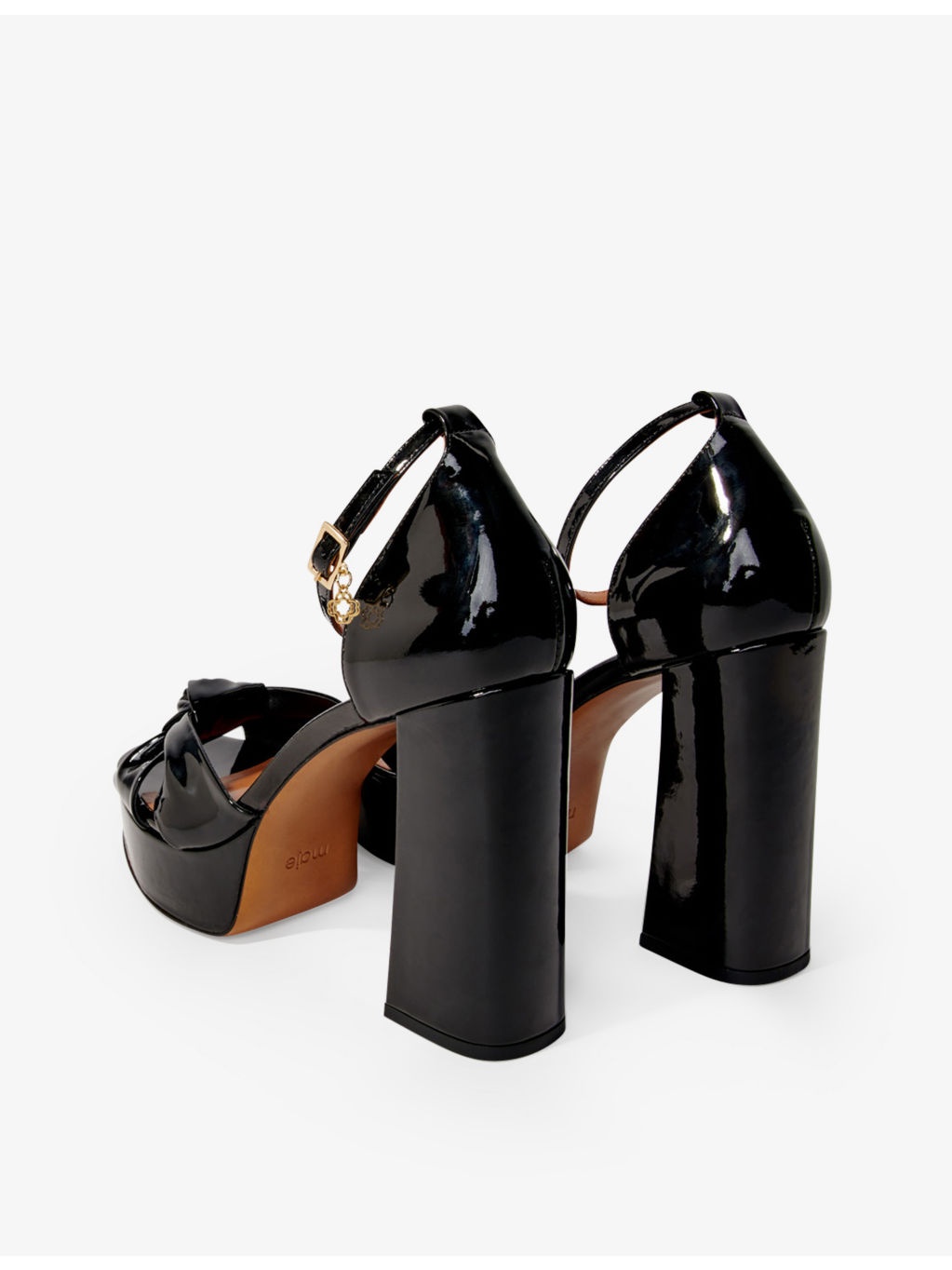 Charm-embellished platform-heel patent-leather sandals - 3