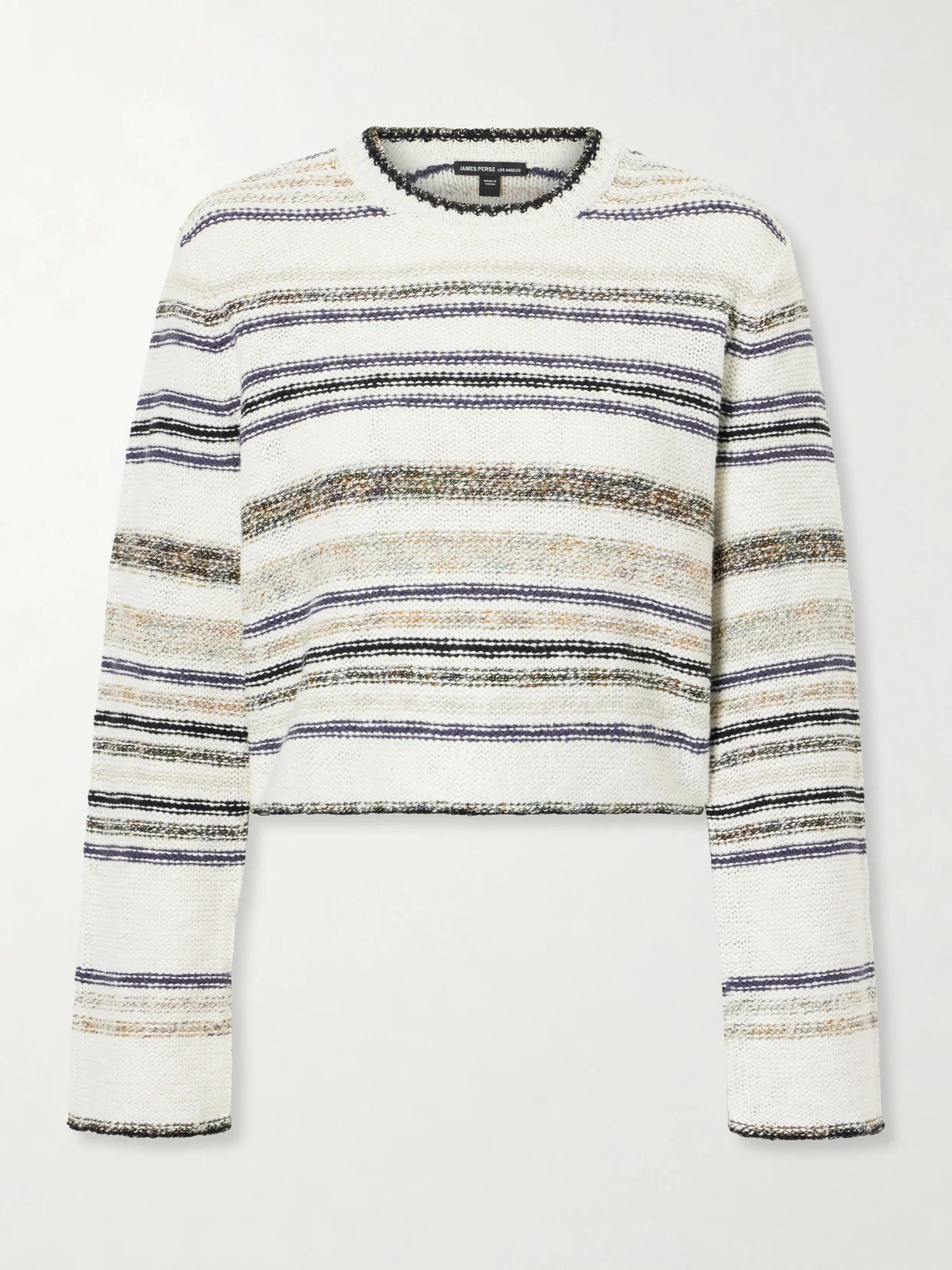 Striped Knitted Cotton-blend Sweater - 1