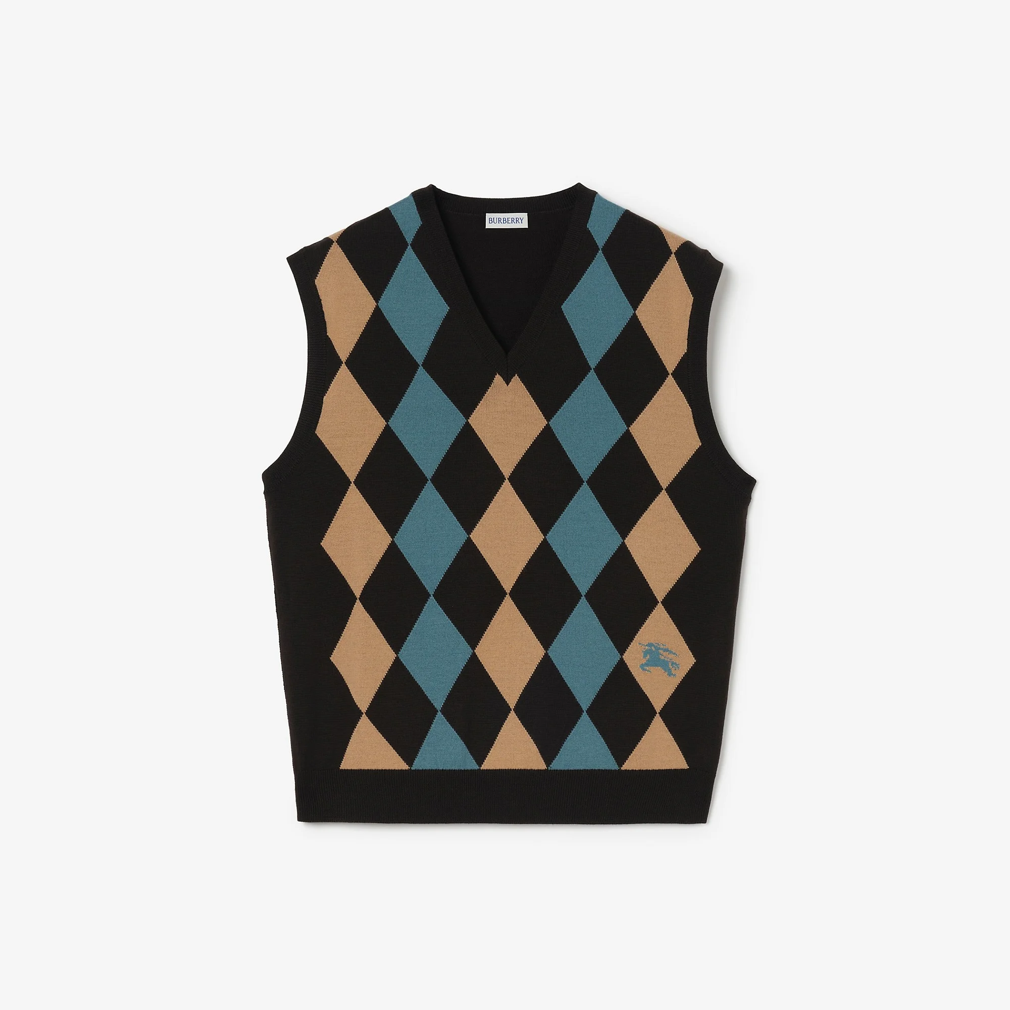 Argyle Wool Sweater Vest - 1