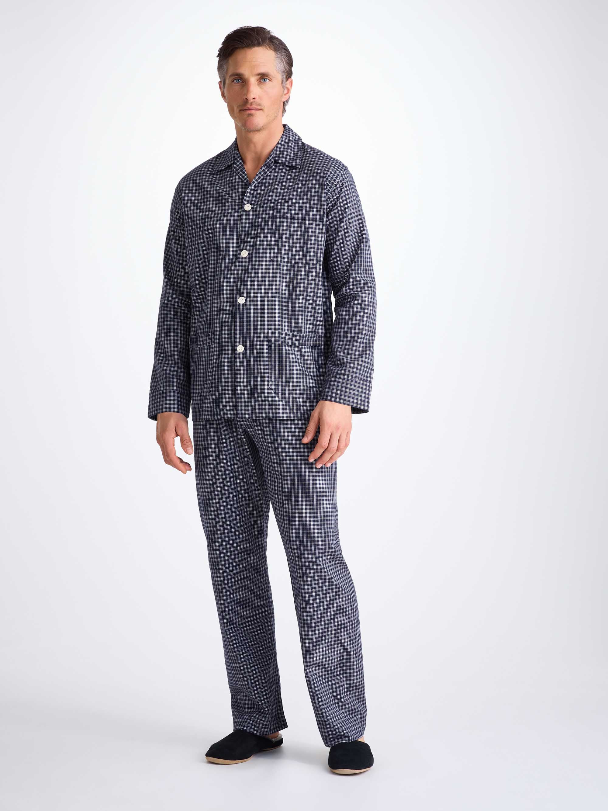 Men's Classic Fit Pyjamas Braemar 32 Brushed Cotton Navy - 3
