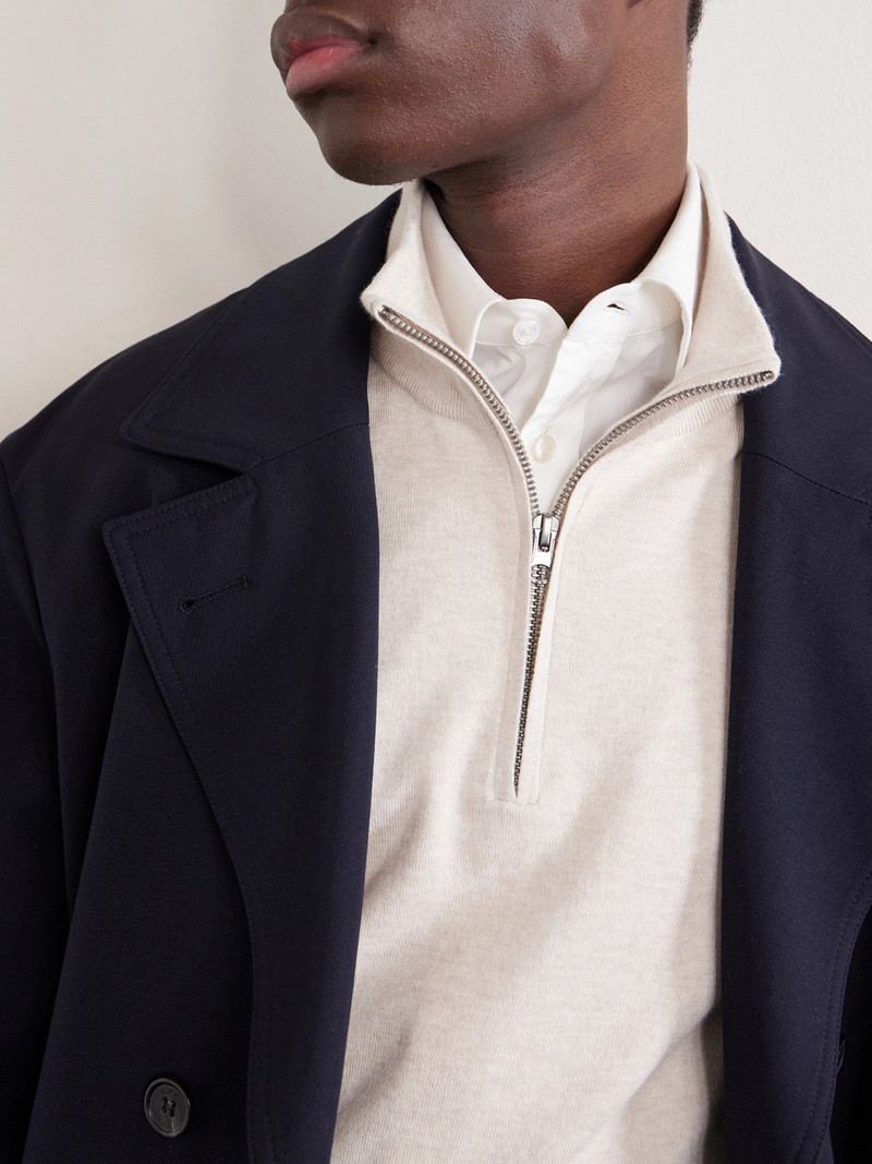 Cotton and Cashmere-Blend Half-Zip Sweater 5