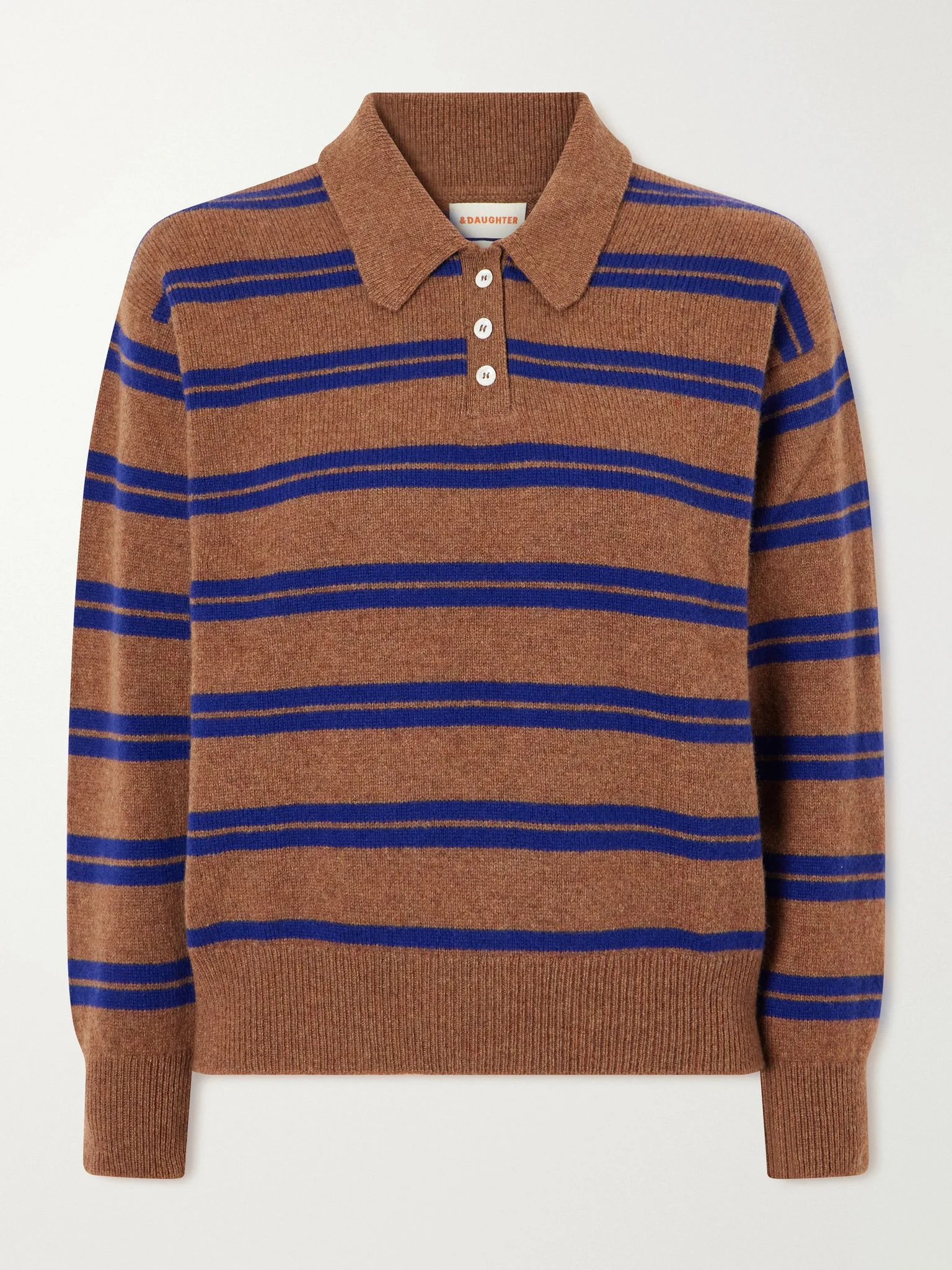 Edith striped wool polo sweater Brown - 1