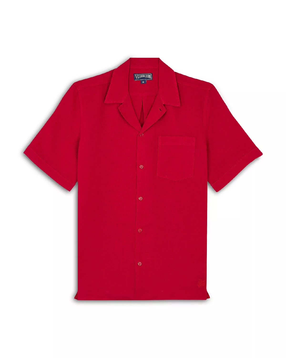 Short Sleeved Solid Linen Shirt - 2