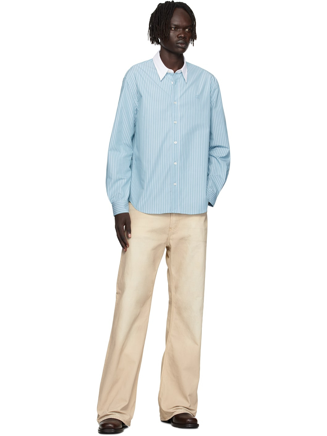 Blue Button-Up Shirt - 4