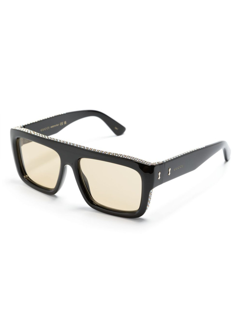 GUCCI logo-engraved rectangle-frame sunglasses outlook