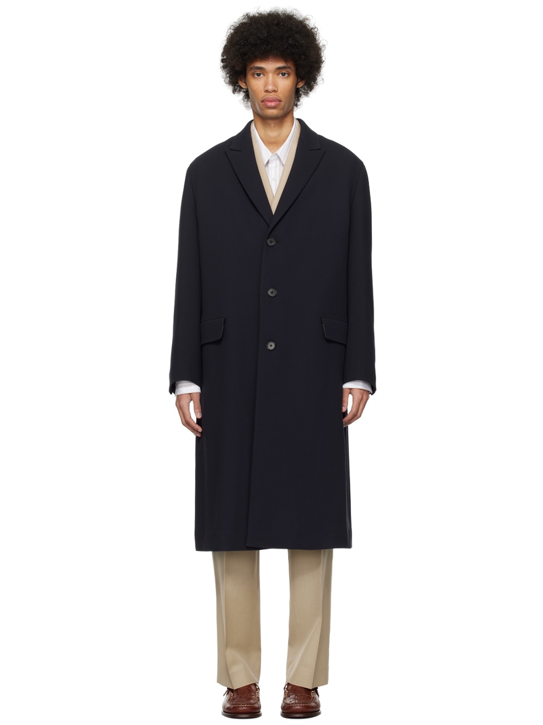 Navy Chesterfield Coat - 1