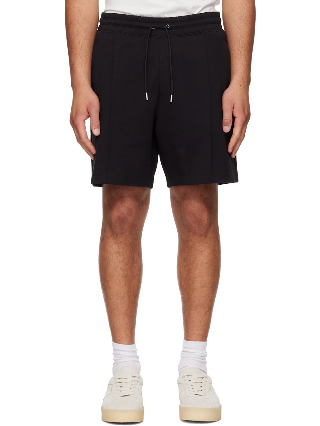 Black Stacked-Logo Trim Shorts - 1