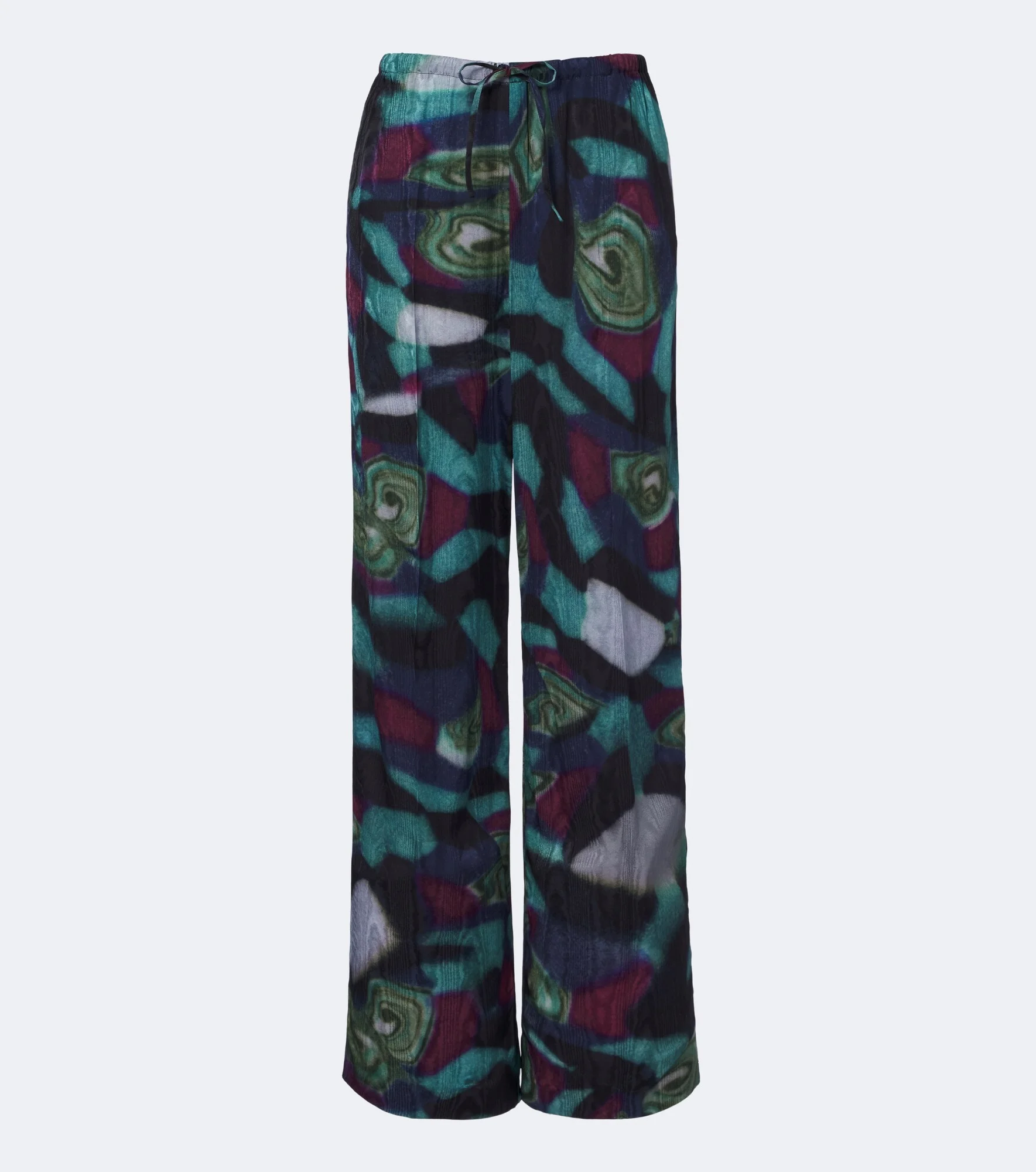 Printed moiré wide-leg pants - 1