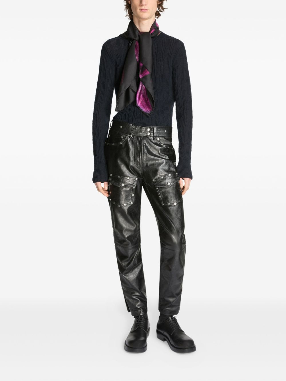 flower-print silk scarf - 2