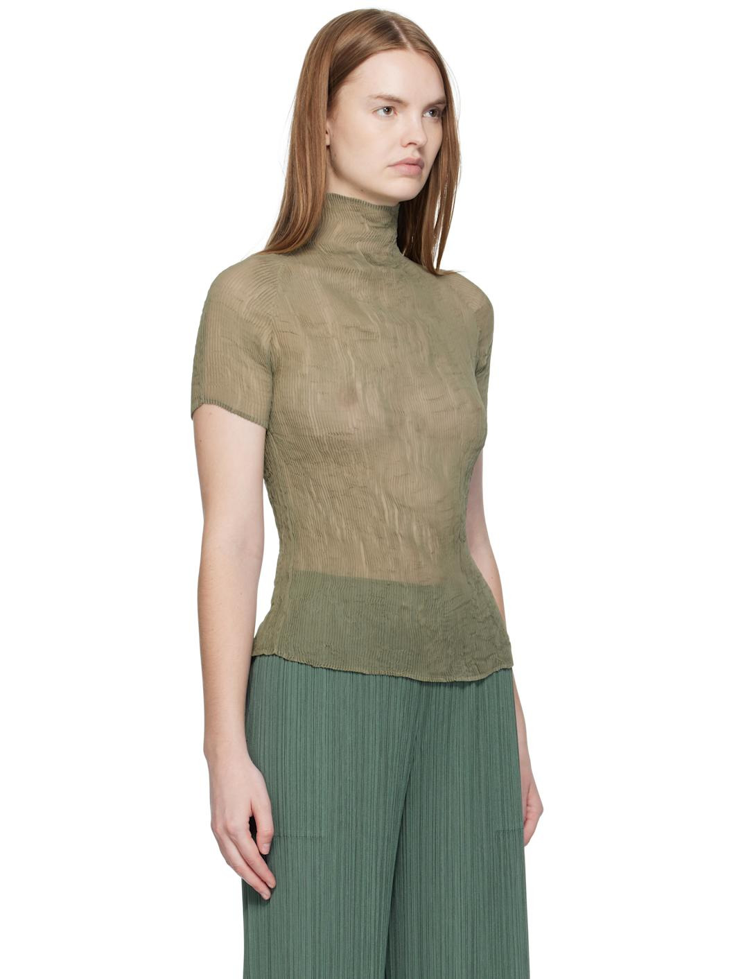 Khaki Chiffon Twist 3 Top - 2