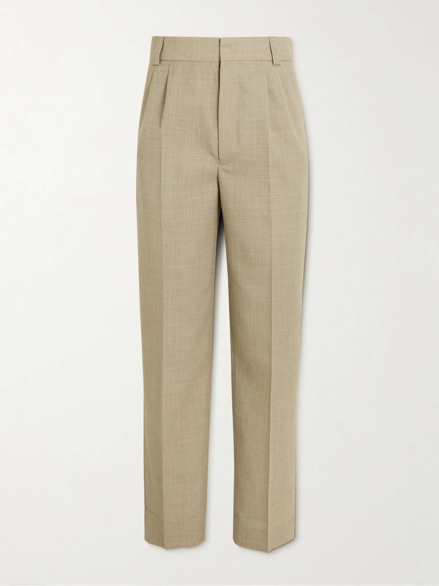 Tapered Pleated Wool-Twill Trousers - 1