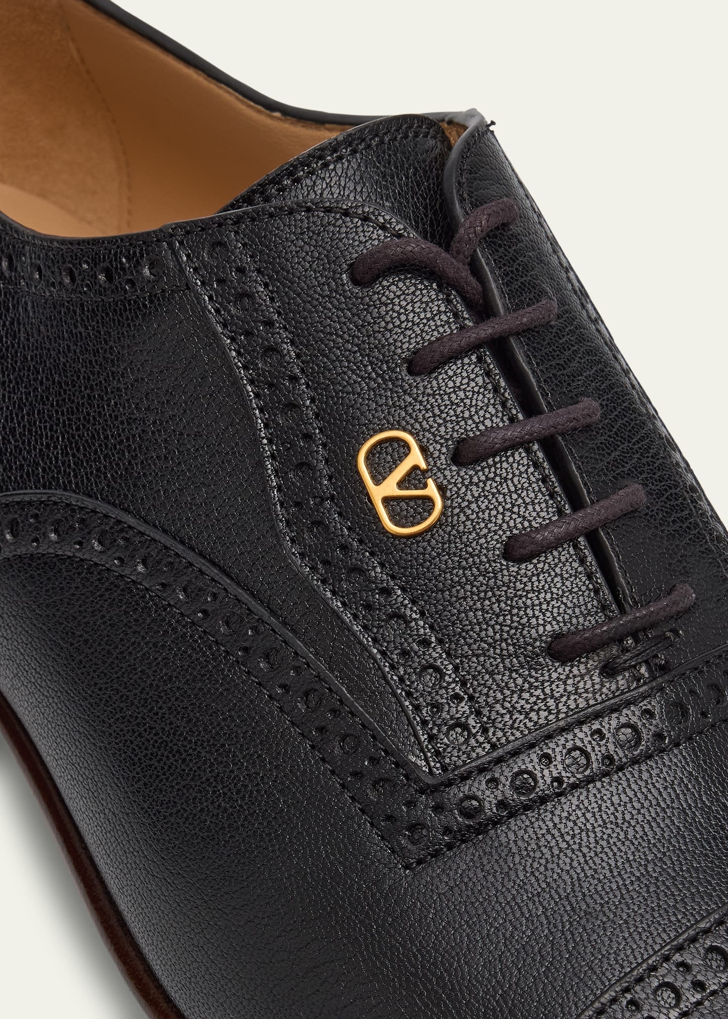 Men's Brogue Cap-Toe Leather Oxfords - 6