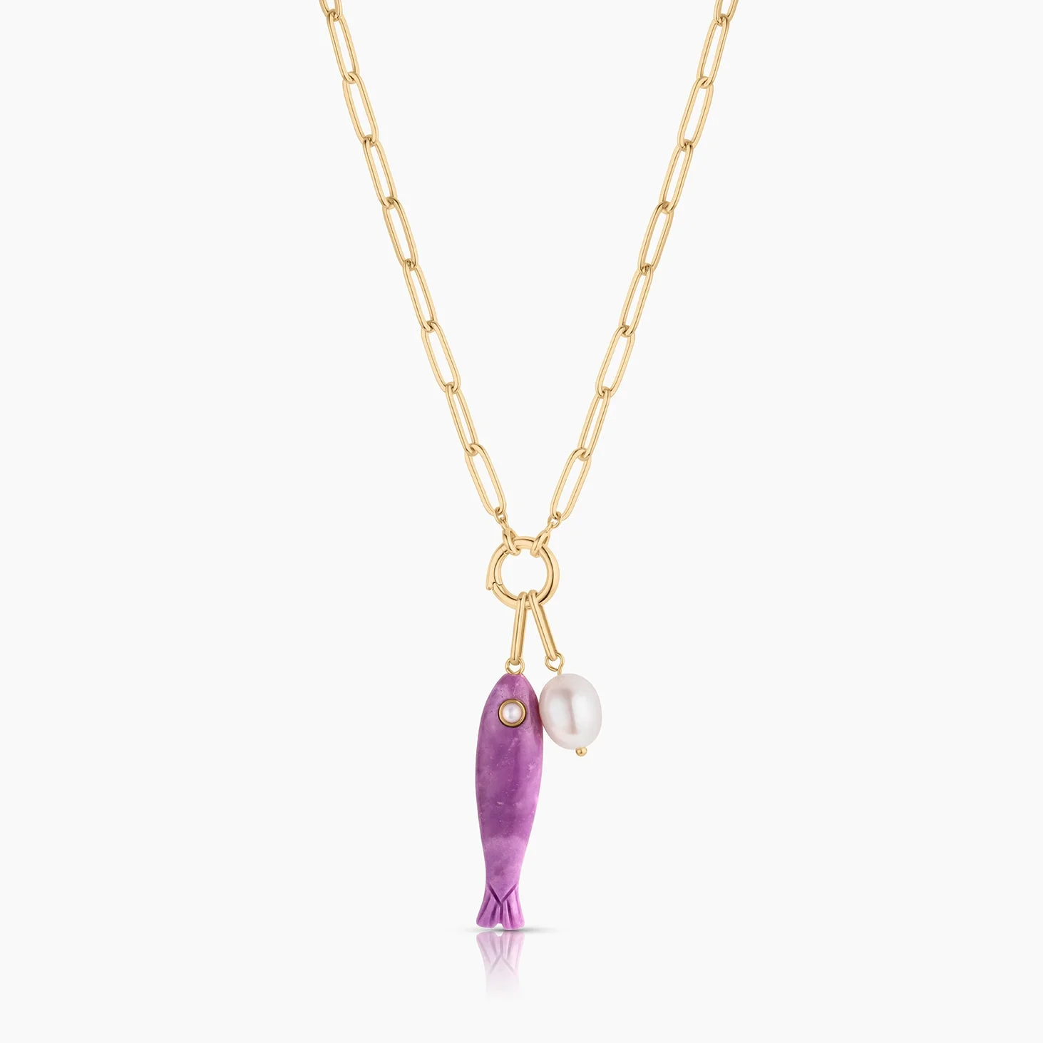 Fortuna Purple Mica Fish Colette Necklace - 1