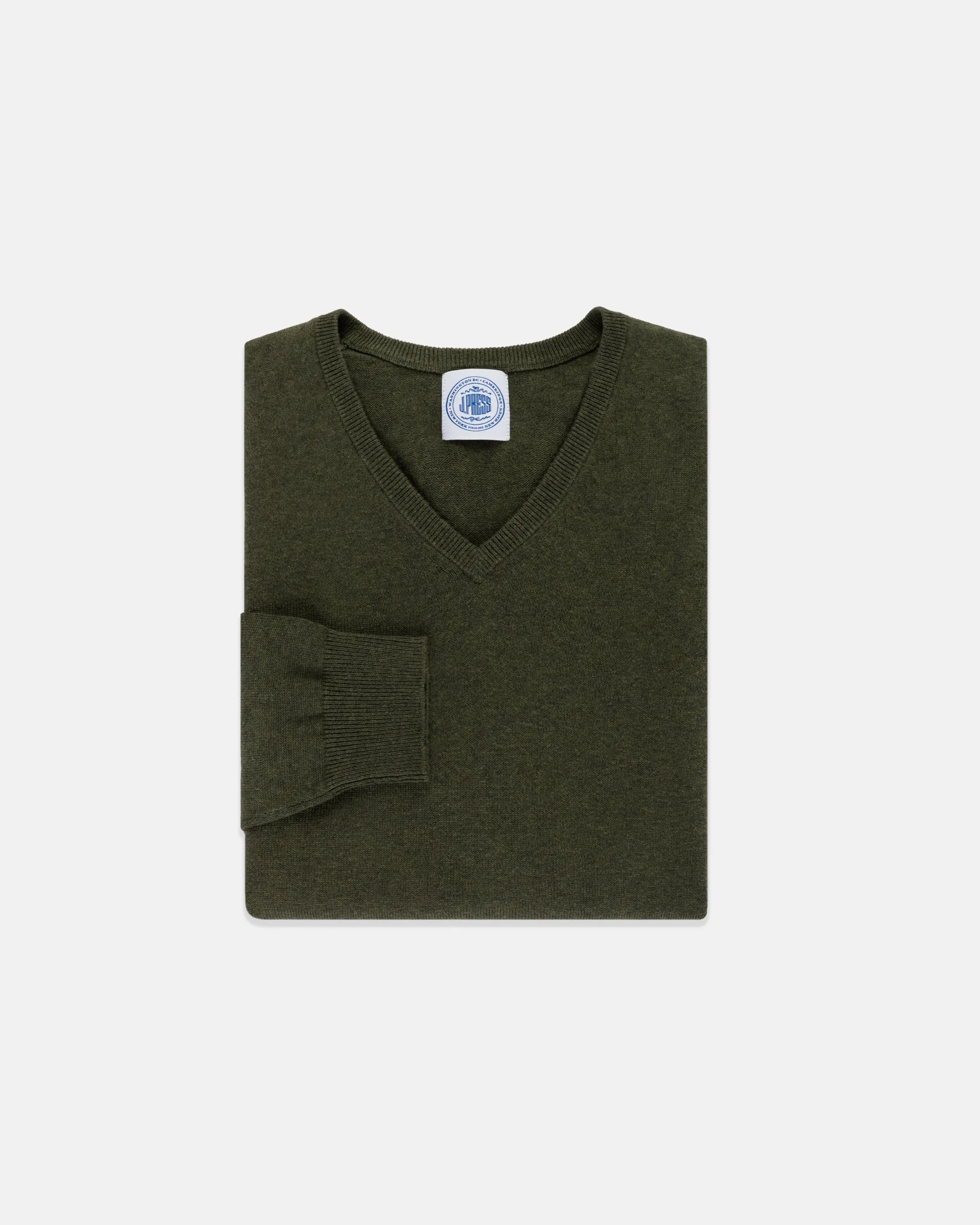 COTTON/CASHMERE V-NECK SWEATER - 1