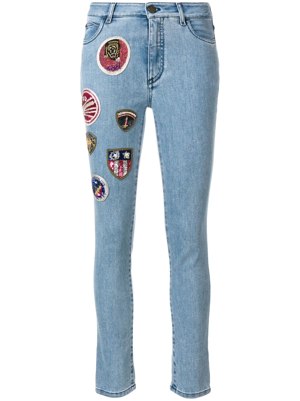 patched cropped skinny jeans - 1