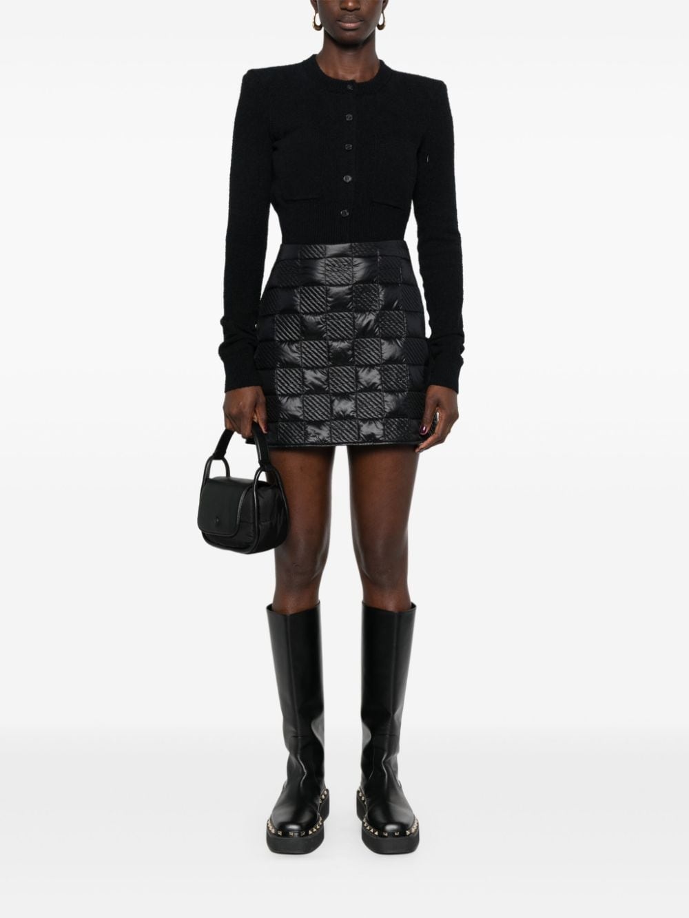logo-patch quilted miniskirt - 2