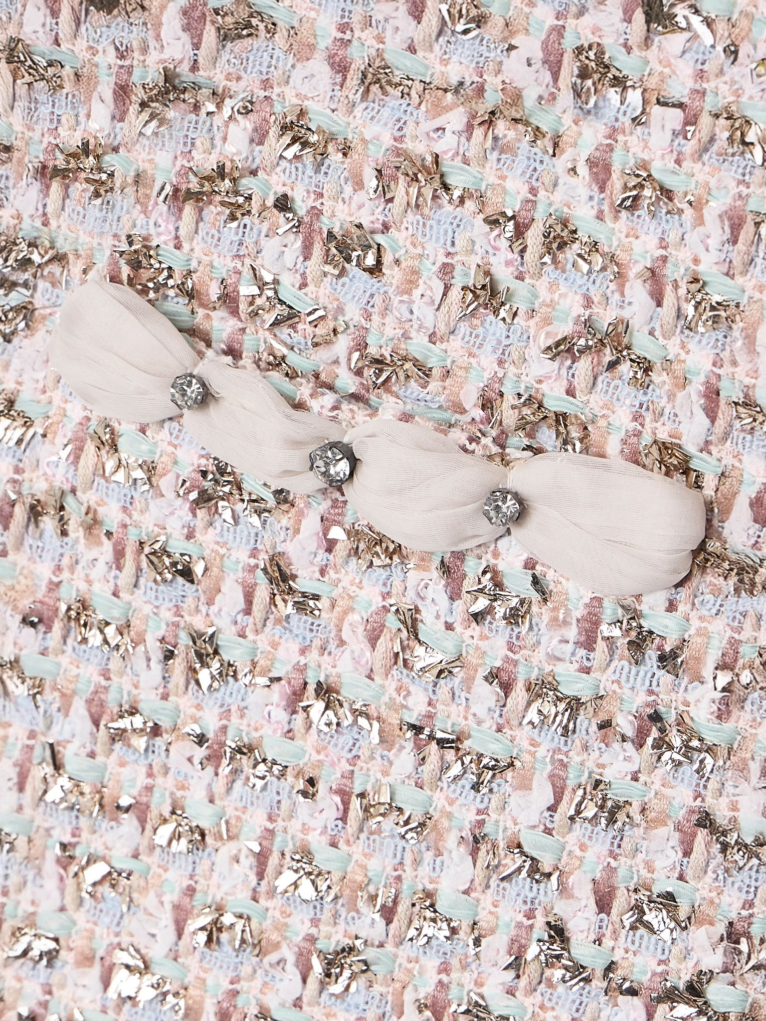 Embellished metallic tweed mini skirt Pastel pink - 5