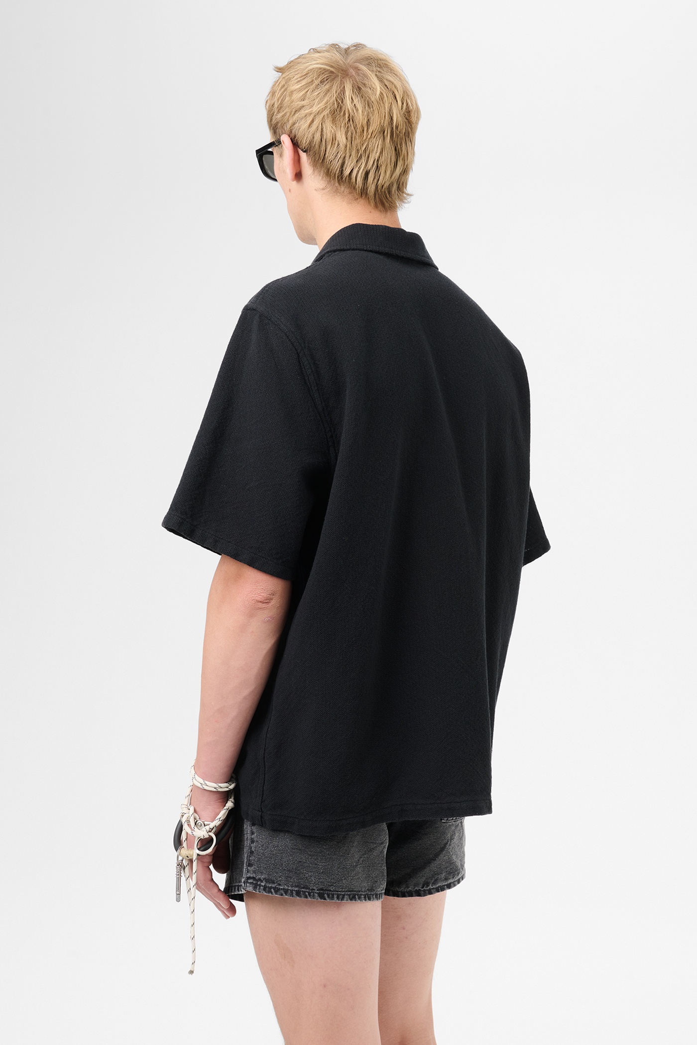 Box Shirt Shortsleeve Black Crochet Weave - 5