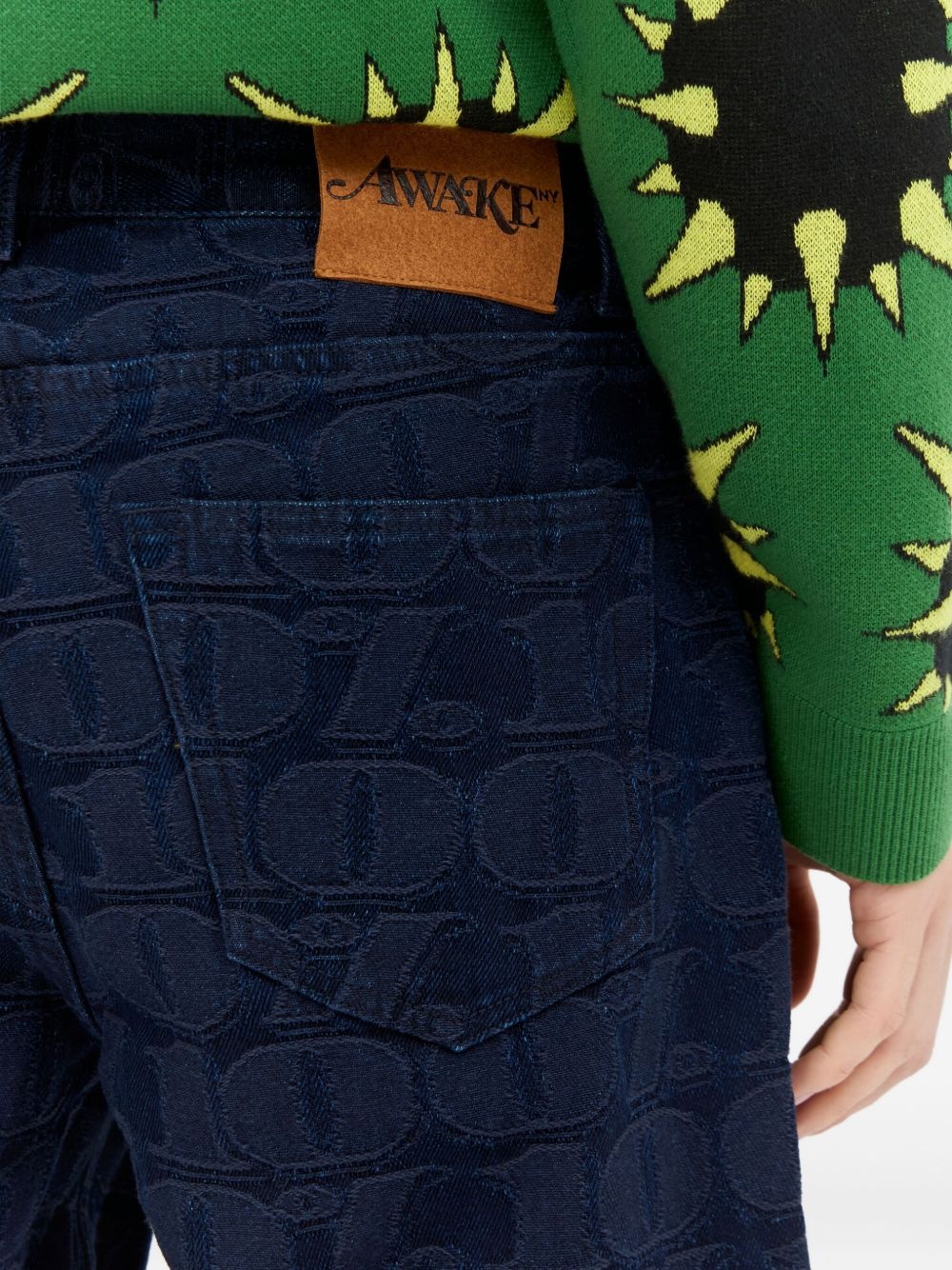 logo-jacquard jeans - 4