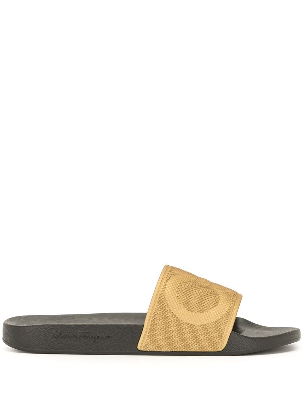 logo-print leather slides - 1