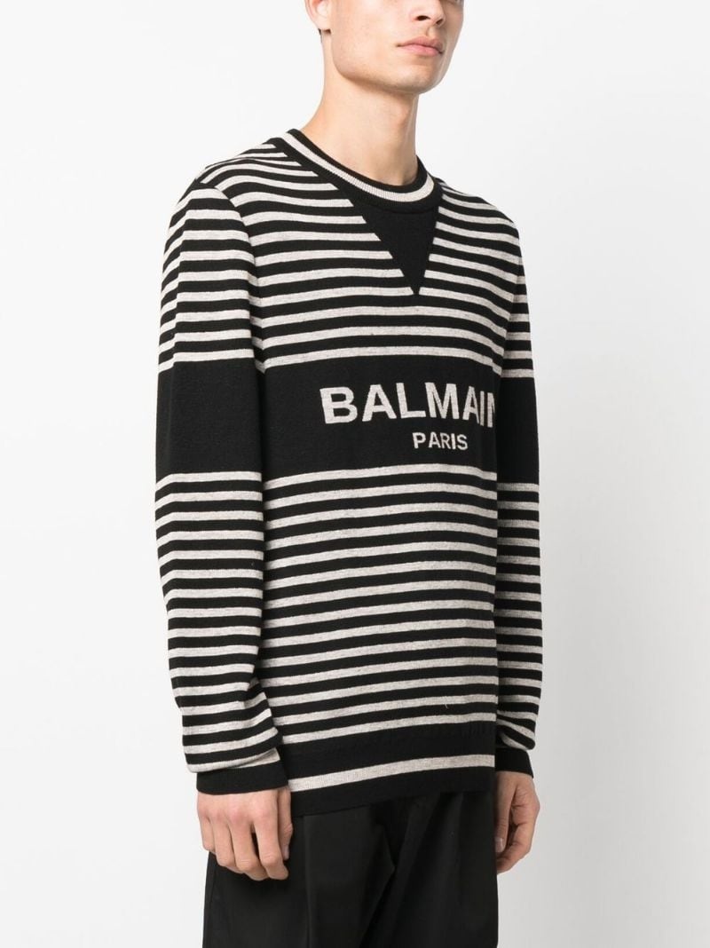striped intarsia logo jumper - 3