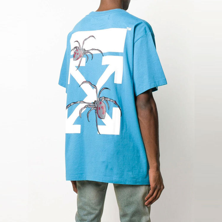 Off-White Arachno Arrow Print Printing Short Sleeve Loose Fit Blue OMAA038S201850013088 - 4