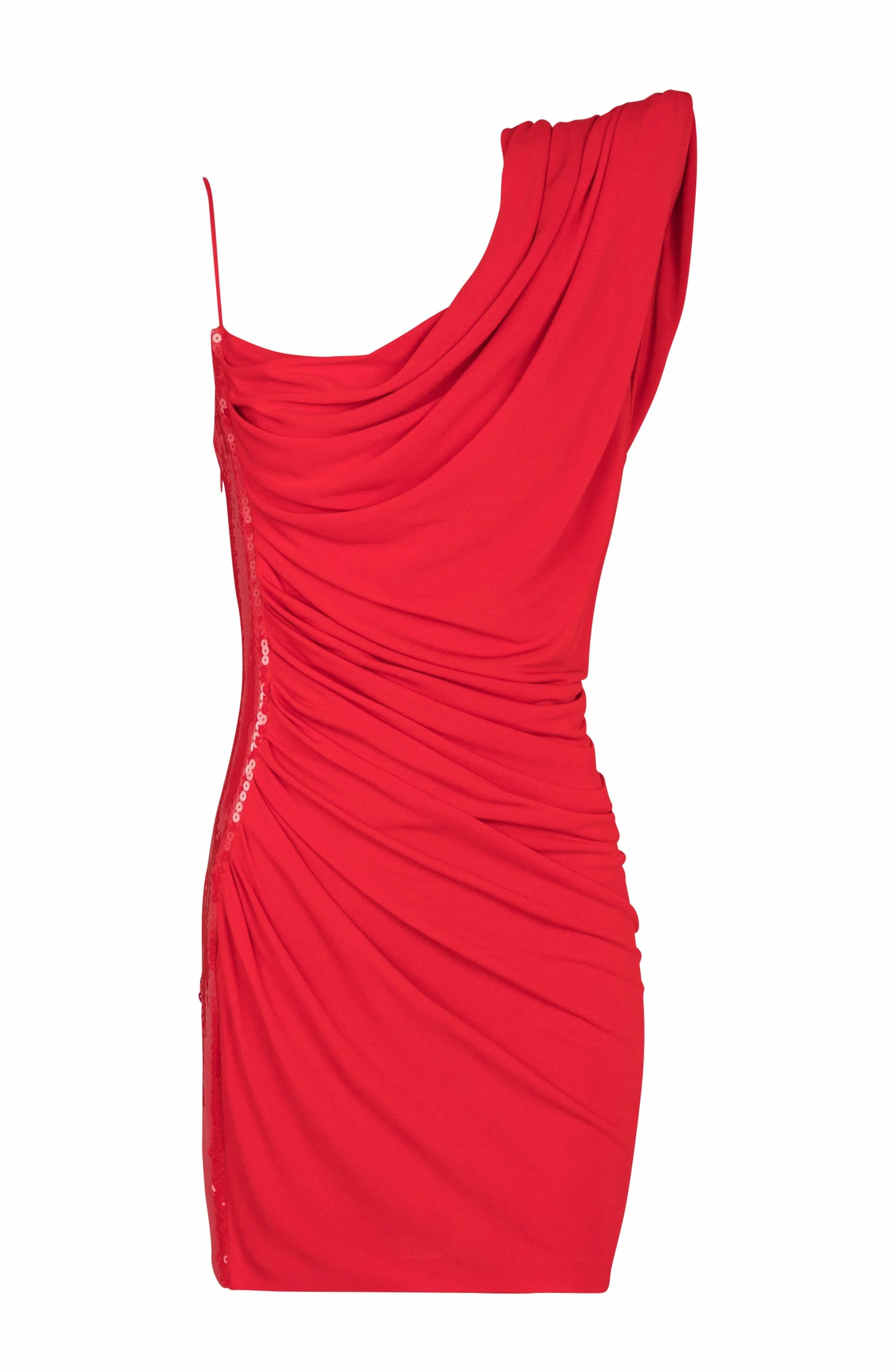 Balmain Draped asymmetrical rhinestone dress in Red at Nordstrom - 1