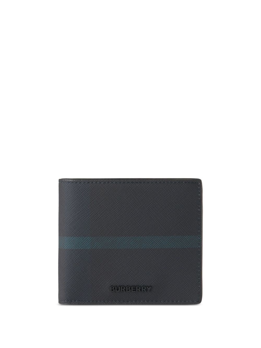 logo-lettering checked leather wallet - 1