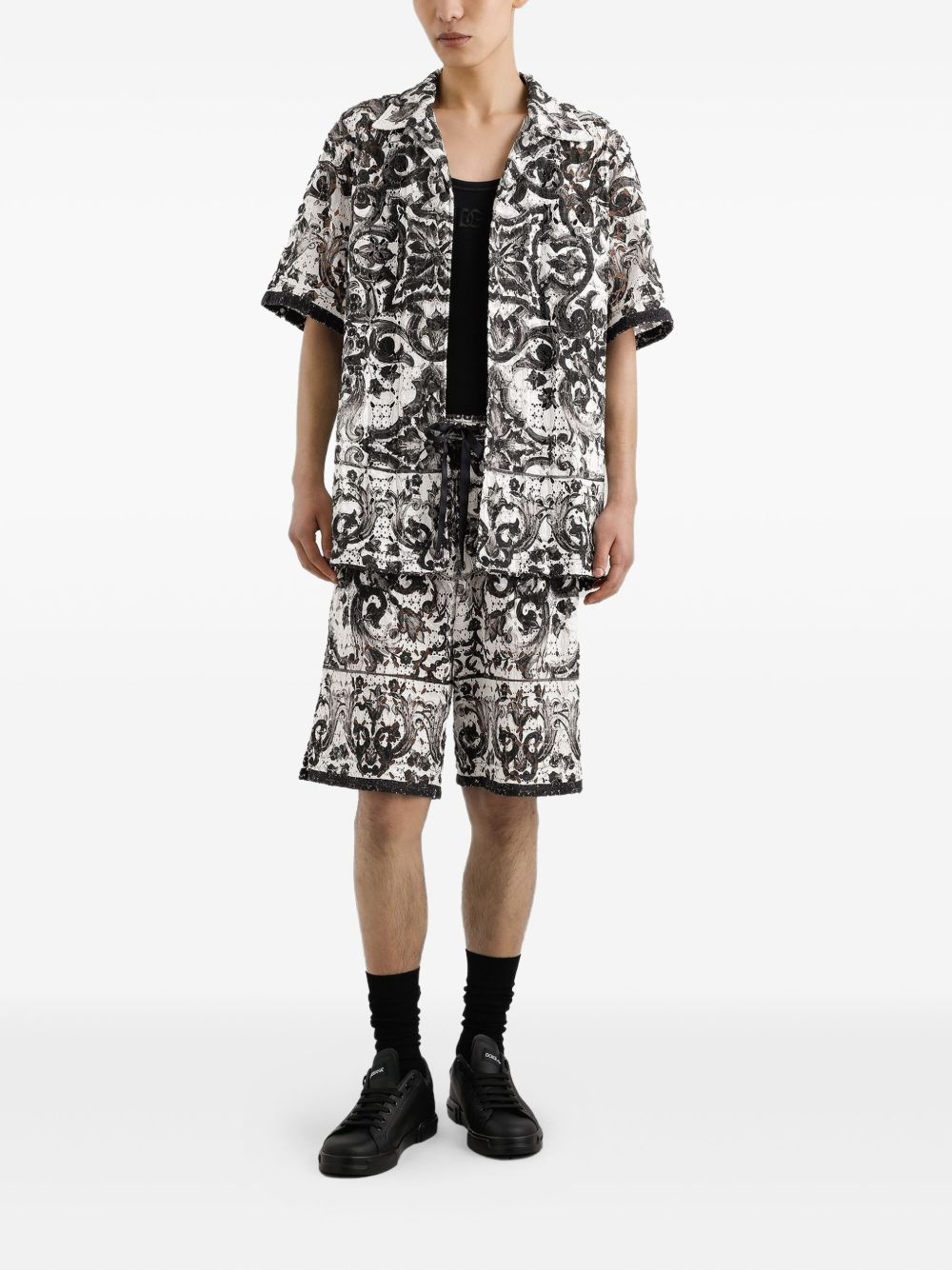 Majolica-print cotton shorts - 2