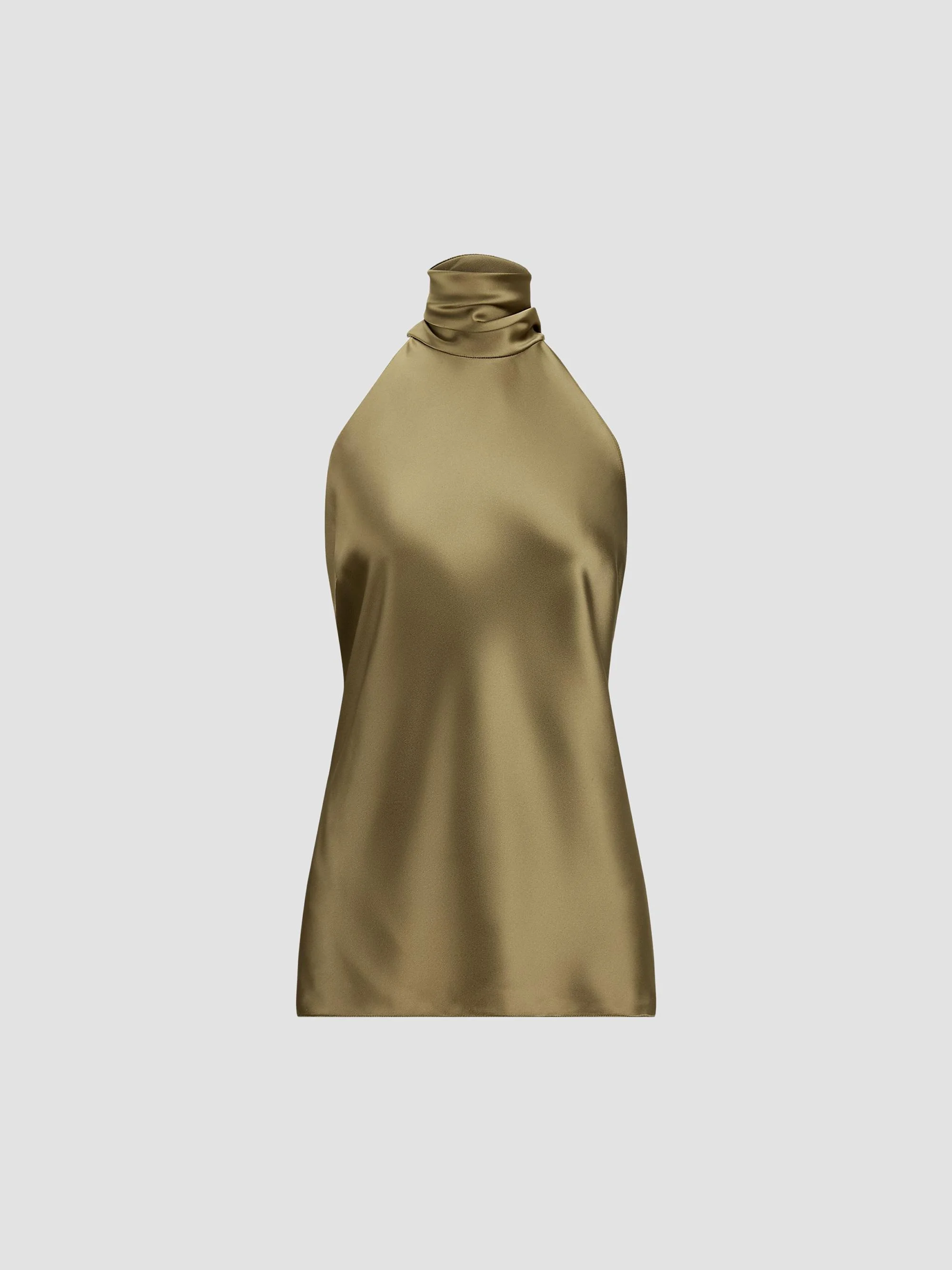 Women's Chilton Satin Halter Blouse - Porcini - 1