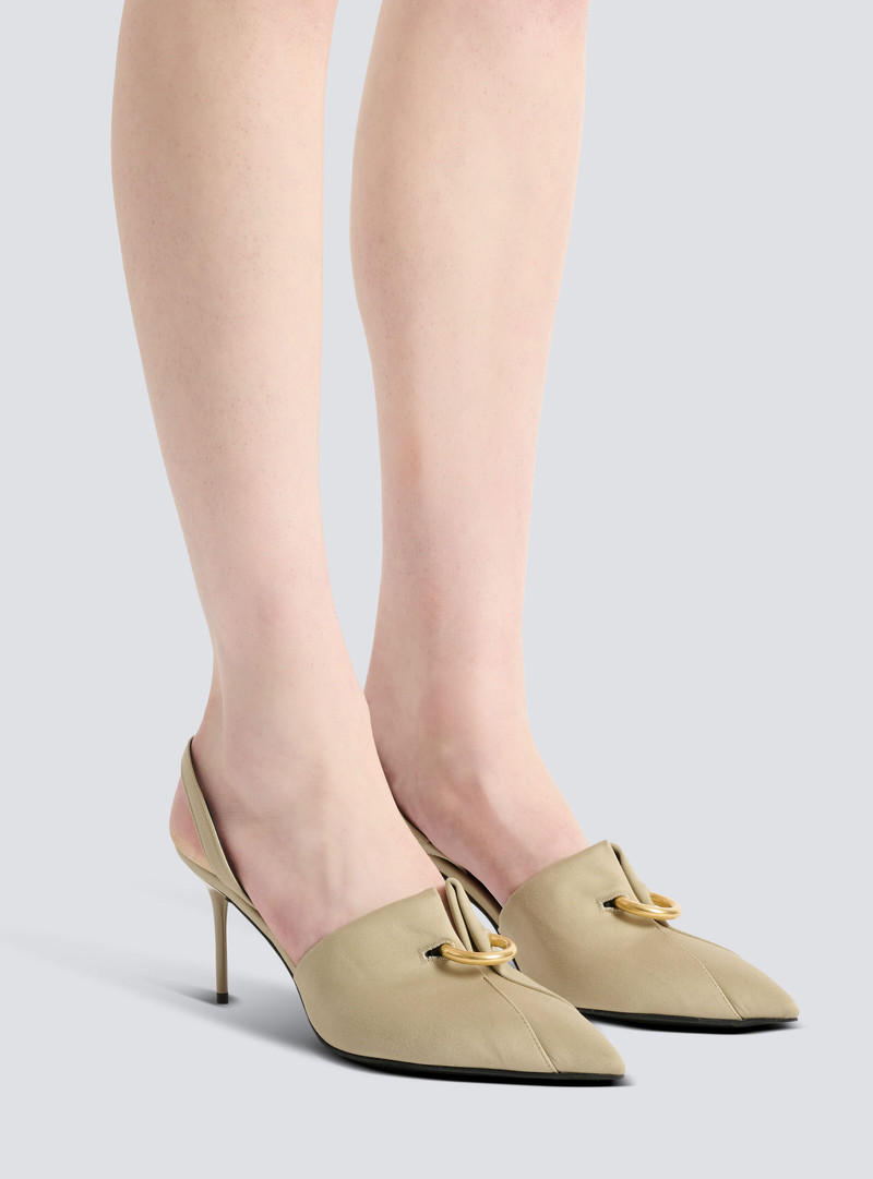 Balmain Cotton gabardine slingbacks with piercing outlook