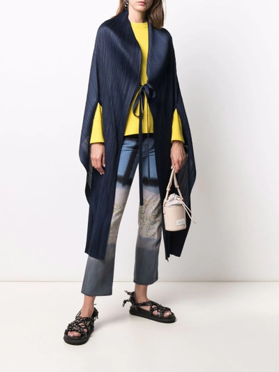 Pleats Please Issey Miyake pleated tie-front cape outlook