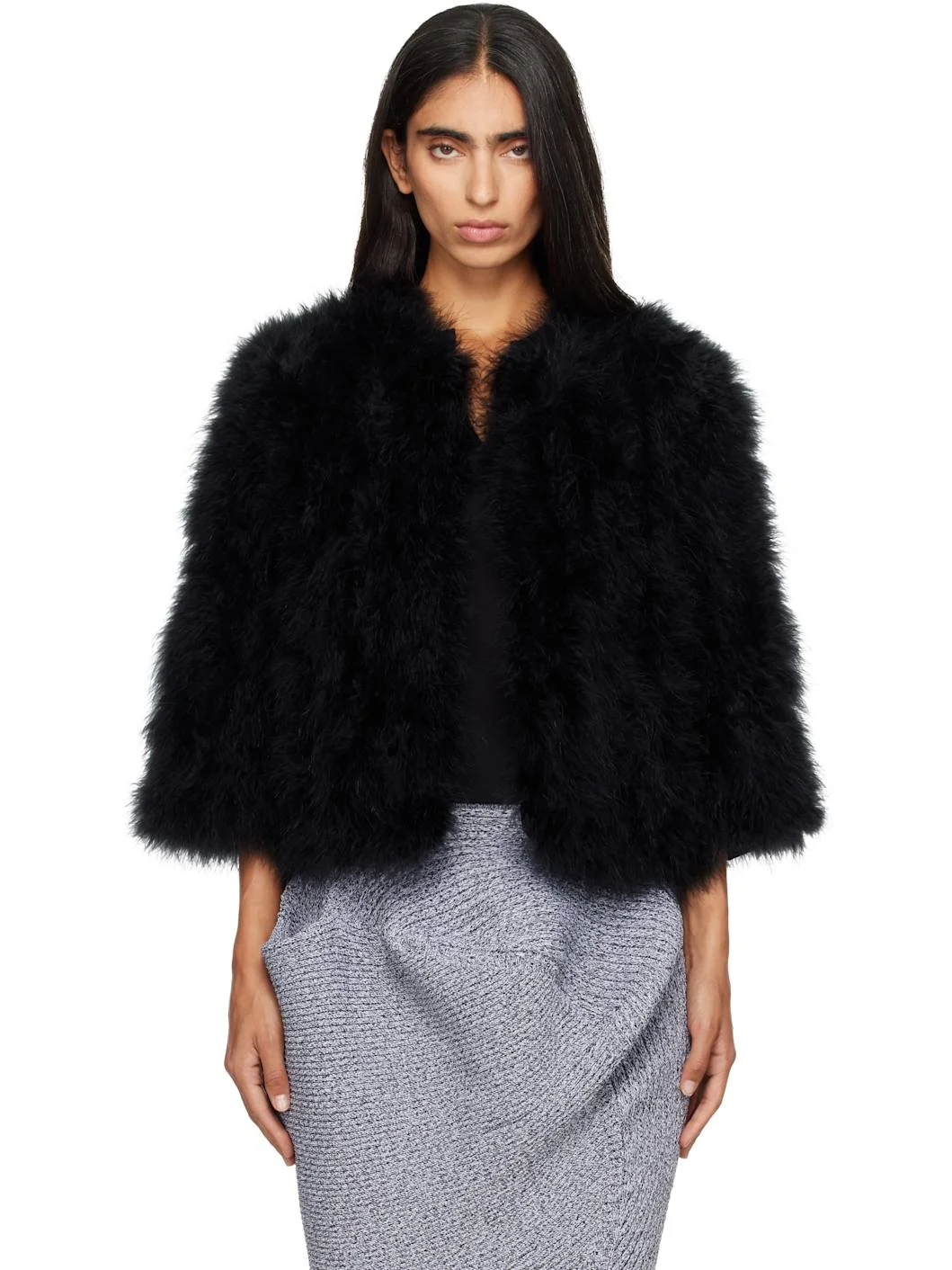 Black Turkey Feather Jacket - 1